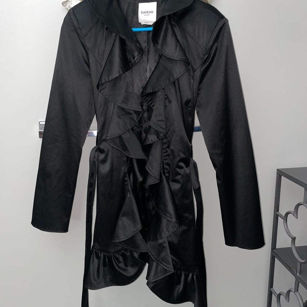 bebe Black Ruffle Coat